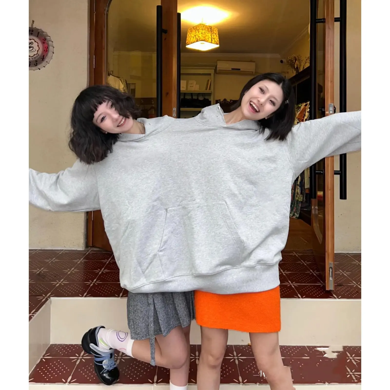 Double hoodie for two creative funny sweatshirtstreetwearcouple friends outfit cozy casual fashion