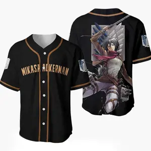 Personalized Mikasa Ackerman Attack On Titan Anime Baseball Jersey Shirt, Baseball Jersey Shirt, Outdoor Sports, Sport Shirt, Dynamic And Comfortable