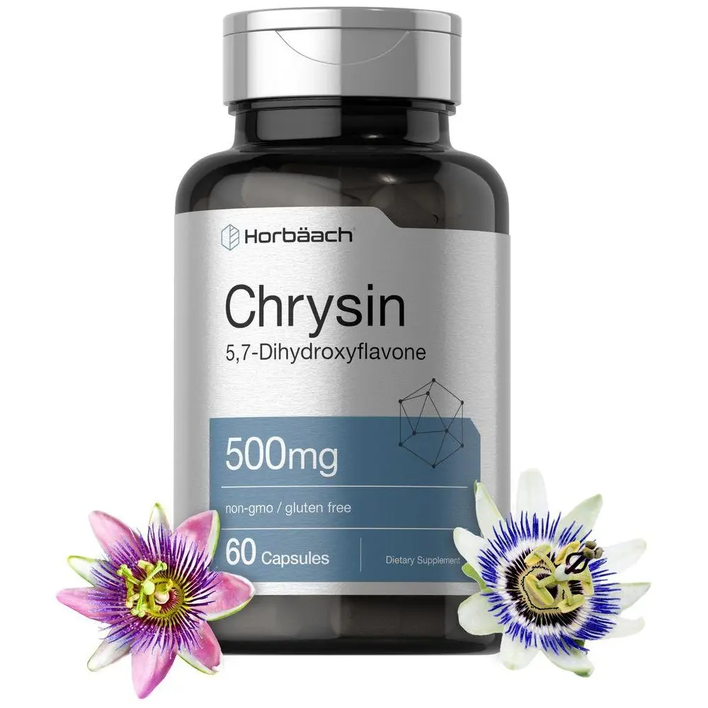Horbäach Chrysin Supplement | 500mg | 60 Capsules | Passion Flower Extract | Non-GMO, Gluten Free Supplement