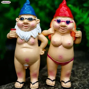 2 Pack Funny Naughty Garden Gnome Statues, Rude Resin Gnome Decor, Durable Weatherproof Outdoor Lawn Ornaments for Backyard Patio, Hilarious Gag Gift for Friends