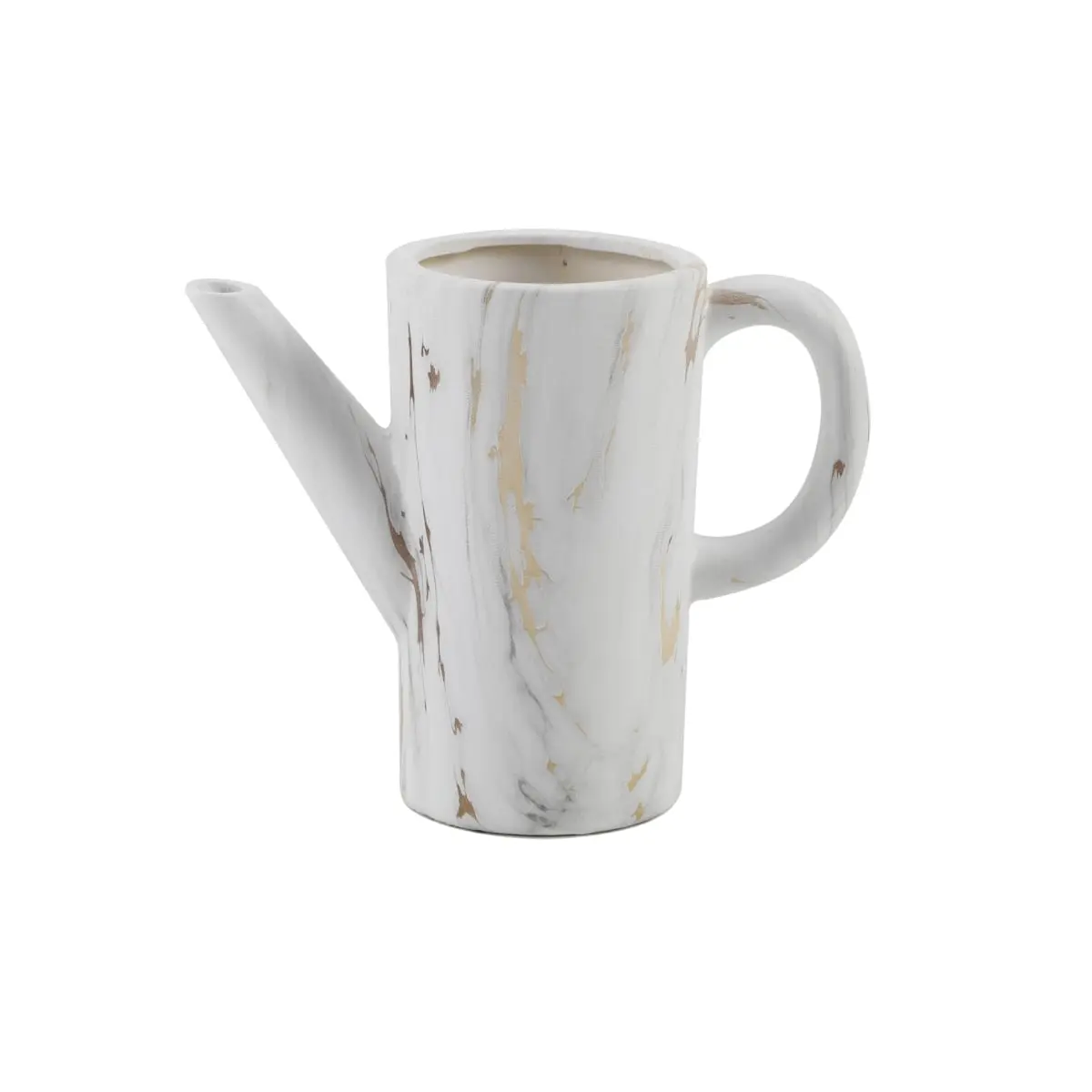 Flora Bunda CTC1783E-GDMBL Hand-Crafted by Artisans Ceramic Watering Can - 8.75 in, 2 lb, 8.75x4.375x6.875 in Dimensions, Gold Marble Finish, No Drainage Hole, Indoor Use, Irrigates Plants (Home & Garden Irrigation Supplies)