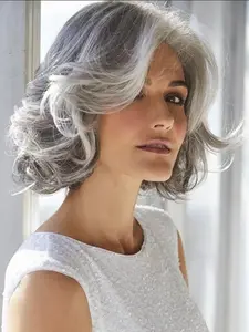 Elegant Silver Color Short Bob Wig, Shoulder-Length, Heat-Resistant Synthetic Material, Side Bangs, Perfect for Festivals, Parties, Weddings