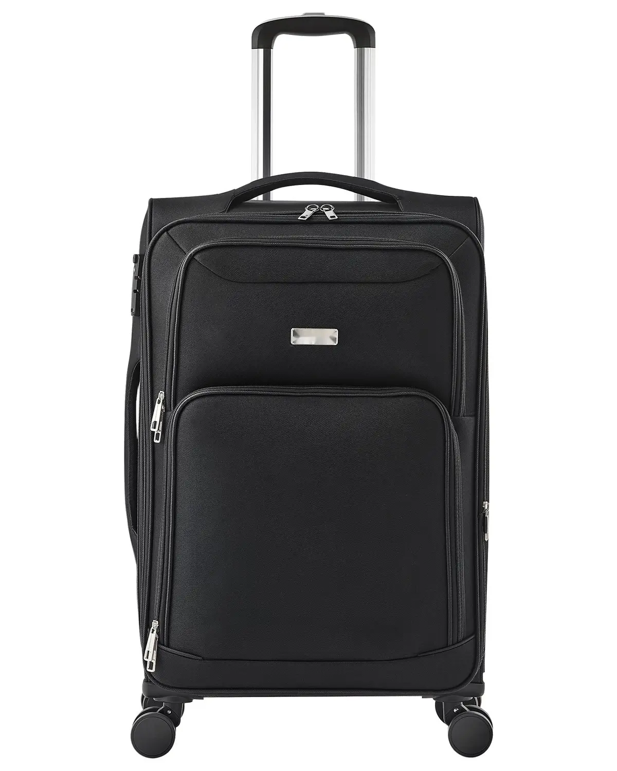 24-Inch Softside Expandable Luggage With Spinner Wheels For Travel, Durable Polyester Exterior, Lightweight Checked Suitcase, Multi-Compartment Design, TSA Lock, Black With Durable Build For Frequent Travel