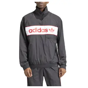 adidas Mens Half Zip Ny Windbreaker Athletic Outerwear Casual - Black
