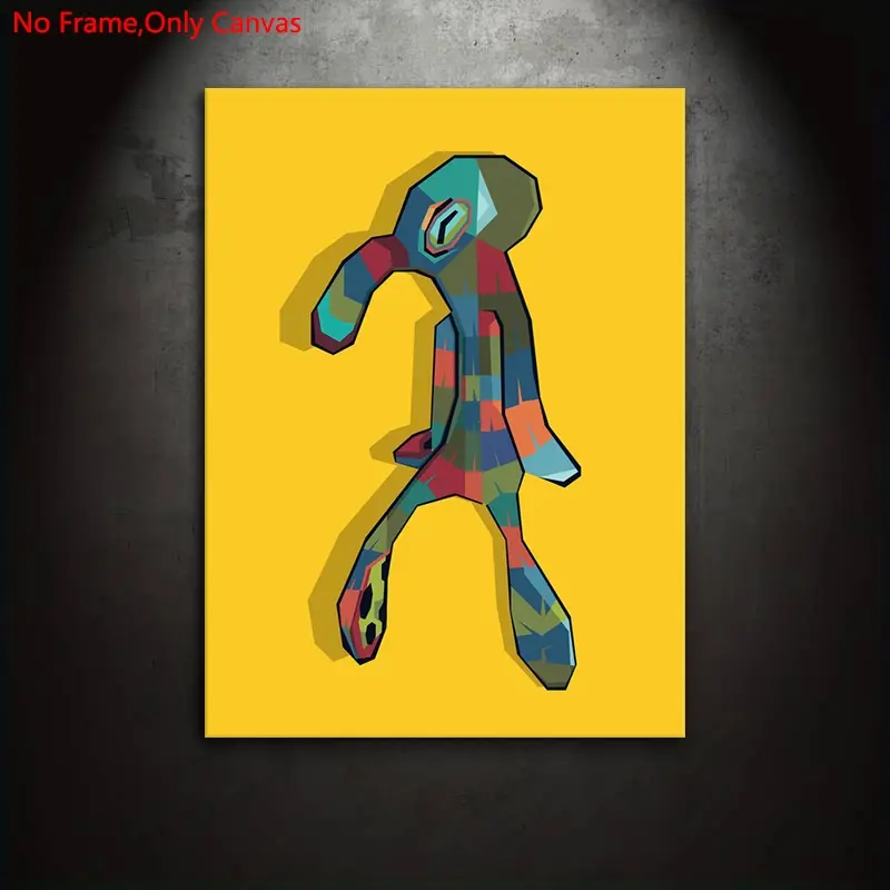 1 piece/set of frameless canvas painting print poster, classic abstract pop art, Squidward Tentacles, perfect gift for meme culture lovers, ideal gift for bedroom, living room, kitchen, dormitory corridor, mural, wall decoration, room decoration