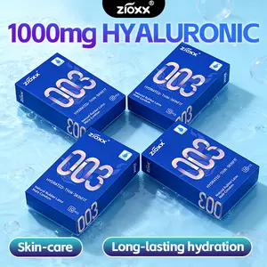 Zioxx 003 Ultra Thin Condoms for Men, 0.045mm Bare Feel, Hyaluronic Acid Comfort, Skin Fit Natural Latex, 52mm, 10 Count