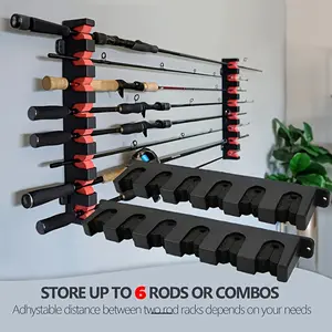 2pcs/set Fishing Rod Storage Display Rack, Horizontal Wall Mounted Fishing Rod Bracket, Can Store 6 Fishing Rods, Luya Rod Fishing Rod Display Rack, Fishing Rod Bracket Wall Mounted
