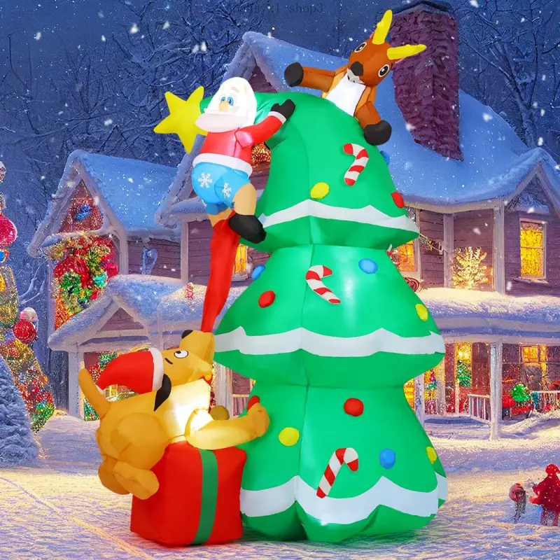 7.3FT Christmas Inflatables Outdoor Decorations Blow Up Santa Claus Reindeer Dog Christmas Tree Inflatable with Built-in LEDs for Christmas Indoor Outdoor Yard Lawn Garden DecorationsABahsyxl shop3