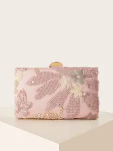 Vintage Sequined Embroidered Clutch Bag, Random Floral Pattern Evening Bag, Mini Square Party Bag for Women & Girls, Sequined Embroidery, Perfect for Weddings & Events