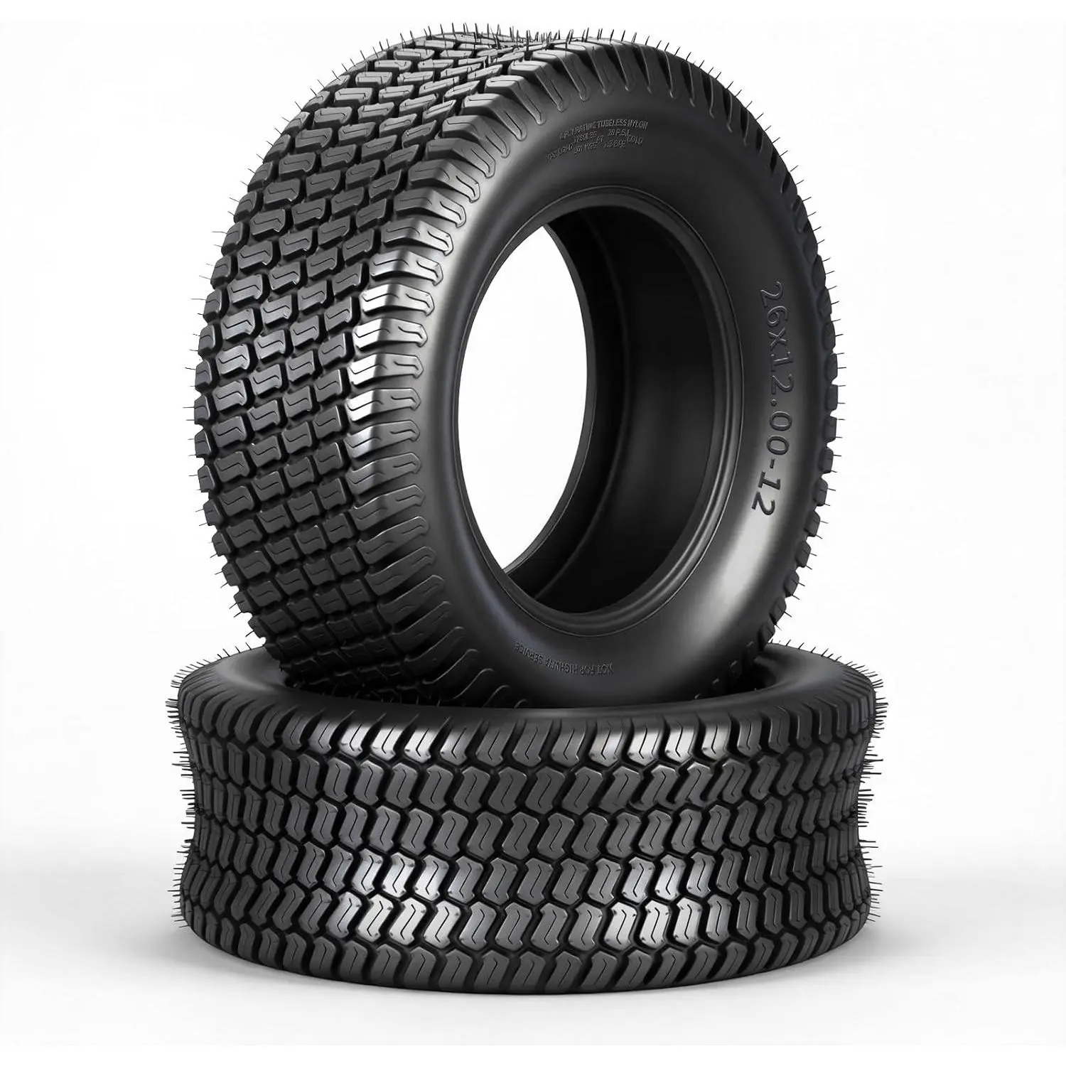 MOTOOS 2 Pcs 15x6.00-6 Rubber Tubeless Turf Tires, 4PR Ply Rating, 5.94in Section Width, 4 Ply S Pattern Puncture Resistant Tires for Riding Lawn Mowers & Garden Tractors