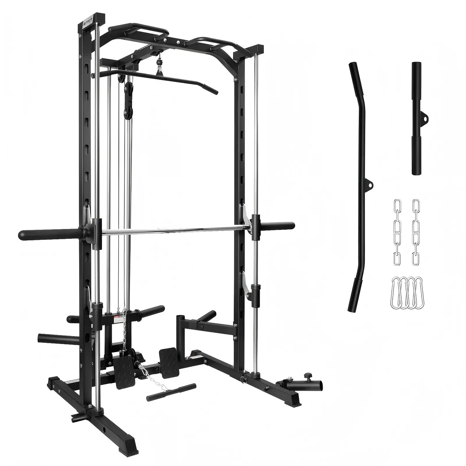 RitFit PSR05 Multifunctional Smith Machine with 13 Accessories Included smith  machine squat machine power rack Home Gym System Home Gym Station Strength Training Equipment(Black/Pink), Home Exercise Machine, Lat Pulldown System,summerwins
