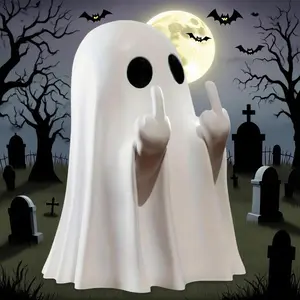 Halloween Ghost Figurine - Spooky Resin Middle Finger Statue, Cute Decor for Halloween Decorations, Porch and Indoor Spooky Home Decor
