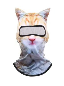 3D Cat Animal Ski Balaclava Ski Face Mask with Ears, Perfect for Music Festivals Raves Ski Halloween or Party Outdoor Events, Kitty Ski Mask