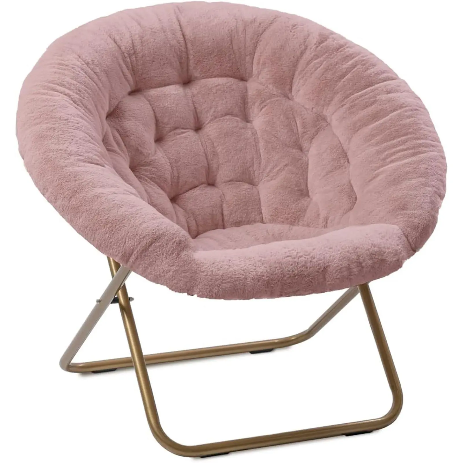 Garvee Oversized Armless Faux Fur Saucer Floor Chair - Single-Person Foldable Lounge Seat with Thick Cushion, Sturdy Metal Frame, Fully Assembled for Adults, Ideal for Bedroom, Gaming Areas