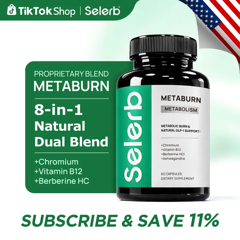 Selerb Metaburn for Daily Nutrient Support – With Chromium, Vitamin B12 & Berberine HCI – 60 Capsules