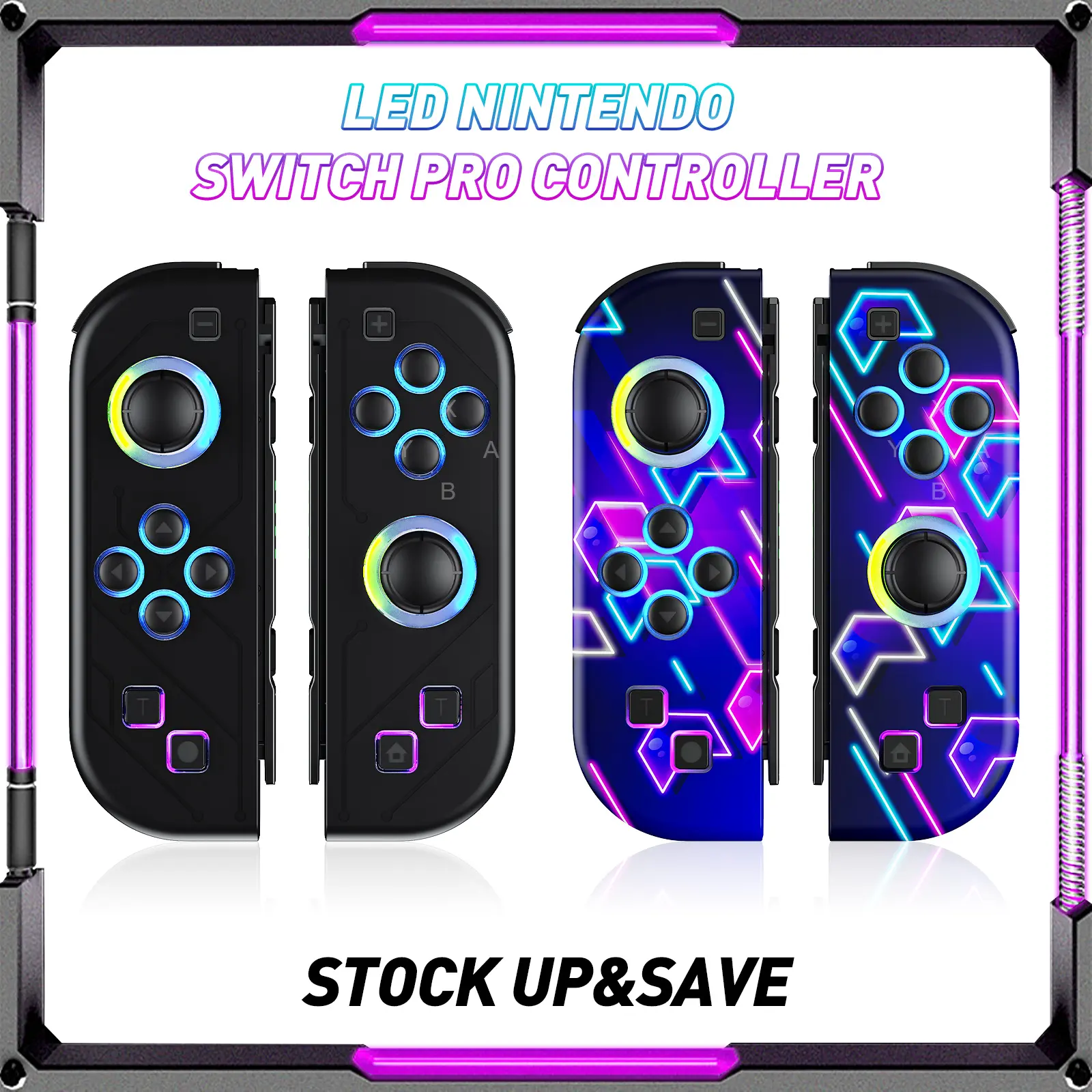 Switch Controller for Nintendo Switch, Switch Controller Joycon (L/R) with RGB Light Compatible with Nintendo Switch/ Switch Lite /Switch OLED summerwins