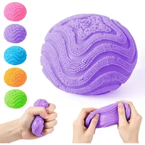 Fuzz Ball, Squishy Stress Ball, Soft Fidget Toy for Anxiety Relief, Fuzz Stress Ball, Sensory Squishy Ball Calming Tactile Grip for Focus & Relaxation (Purple)