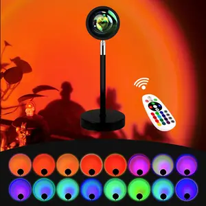 16 Colors Sunset Lamp Projection Ambient Lights for Summer,RGB Color Changing Projector Night Light, LED Projector Lamp with Remote Control, Room Lights,Ambient Light for Bedroom,Sunset Lamp Projection Ambient Lights for Summer，Back to School