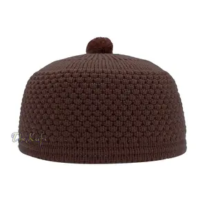 Dark Brown Turkish-Style Stretchy Winter Kufi Beanie Cap