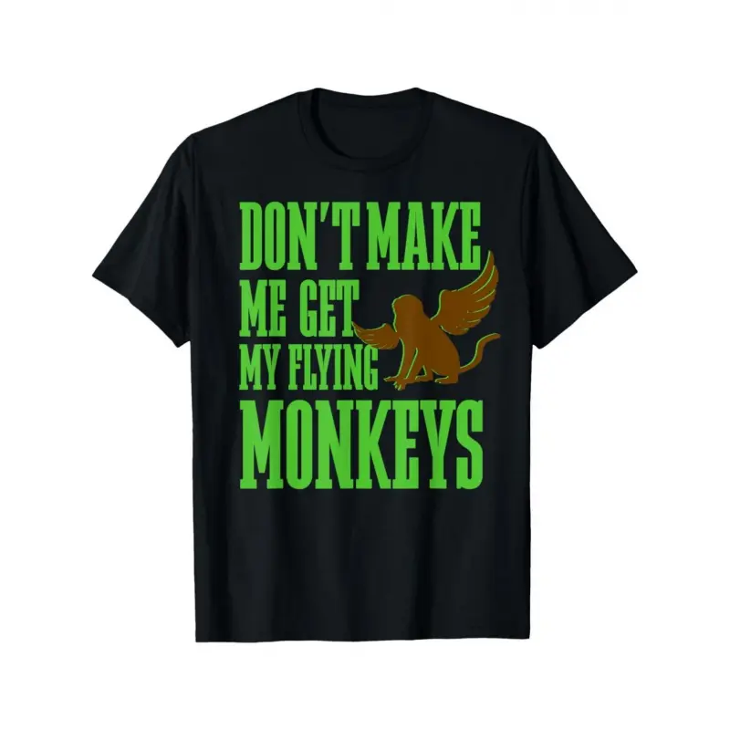 Men's Wizard of Oz "Flying Monkey" Graphic Slogan Print Cotton T-Shirt, Classic Fit, Breathable Short-Sleeve, Round Neck Sweet Streetwear Top, Machine Washable, All Seasons, Halloween