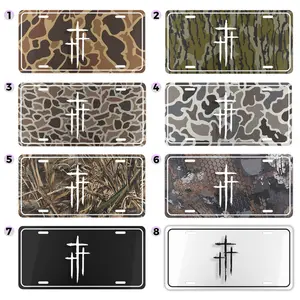 Three Cross Christian License Plate for Car & Truck, Camo & Patriotic Front Tag Collection, Spiritual Faith Auto Accessory Gift
