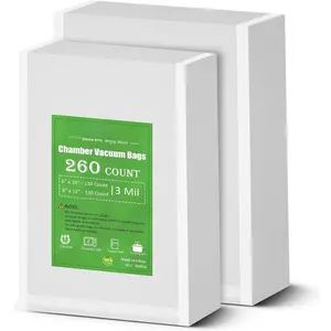 Chamber Vacuum Sealer Bags 260 Quart size 8" x 12", Pint Size 6" x 10" For Vacuum Chamber Bags Pre-Cut Chamber Vacuum Bags-  -Heavy Duty Chamber Machine Pouches