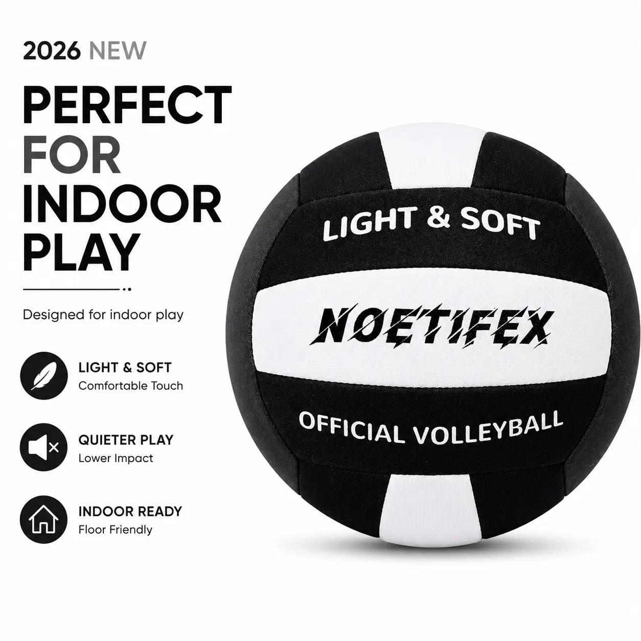 Soft Fabric Volleyball for Kids & Beginners, Lightweight Soft Touch Training Equipment for Safe, Quiet Indoor Practice - Deflated Ball, Volley Ball, Polyester, Youth, Children, Volleyballs, Training Ball