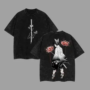 Shinobu Kocho Insect Hashira Demon Slayer Kimetsu No Yaiba Anime Manga Washed Double Sided Printed Black Graphic Tee Top