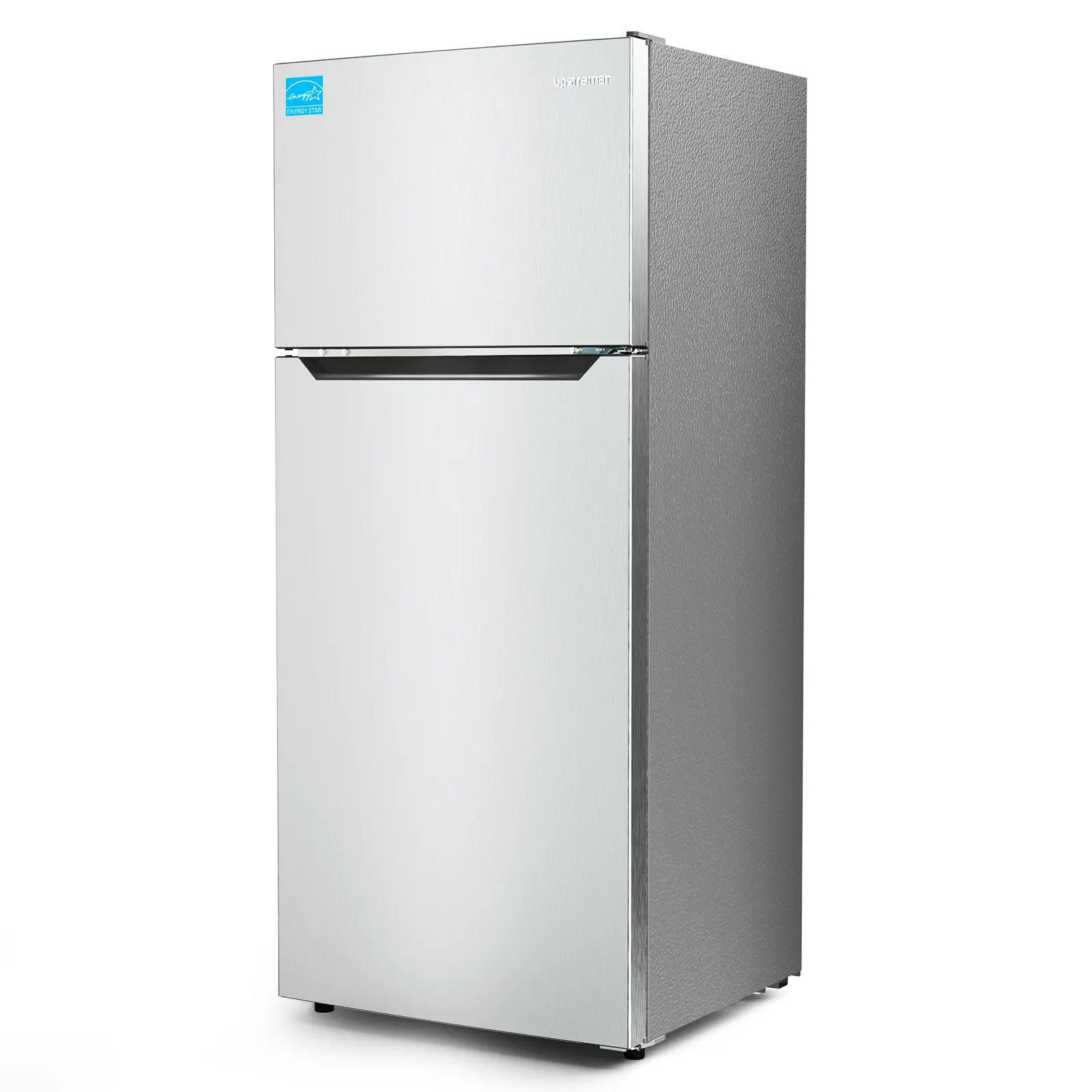 Upstreman 14.6 Cu.Ft. Refrigerator with Freezer, 2 Door Fridge with Ice Cube Tray, Electronic Thermostat, Energy Star, Low Noise, Gallon Door Bins, Frost Free Fridge Freezer for Office, Apartment-BD146 Energy-Efficient Steel Adjustable Double door