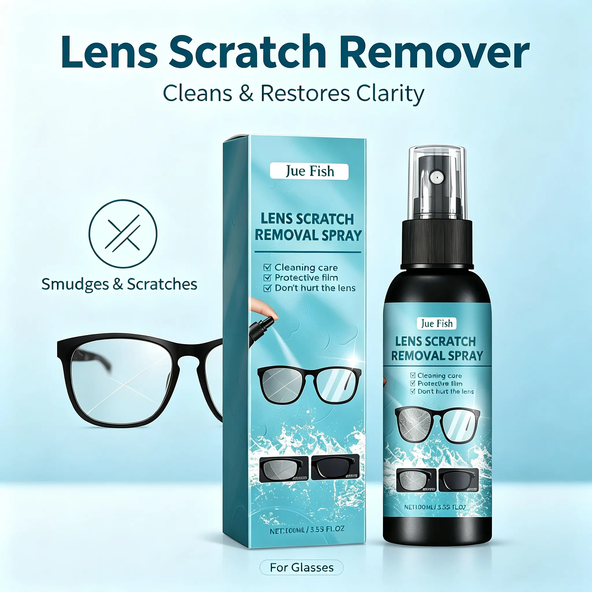 Portable Eyeglass Lens Cleaner Spray, Cleans Stains, Oil & Lens Surface Grime