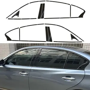 For Infiniti Q50 2013-2023 Sedan Window Chrome Delete Blackout ABC Pillars Glossy Black Stickers