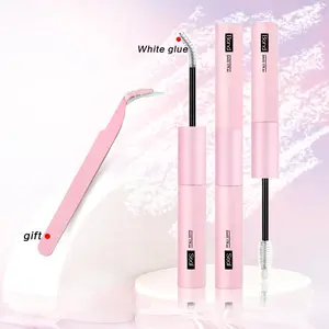 2 In 1 Lash Glue with tweezers, Long Lasting DIY Cluster Strip Eyelash Glue, Lashes Bond Seal, Eyelash Extension Glue, Double Sided Eyelash Bond and Seal Cosmetic for Women & Girls