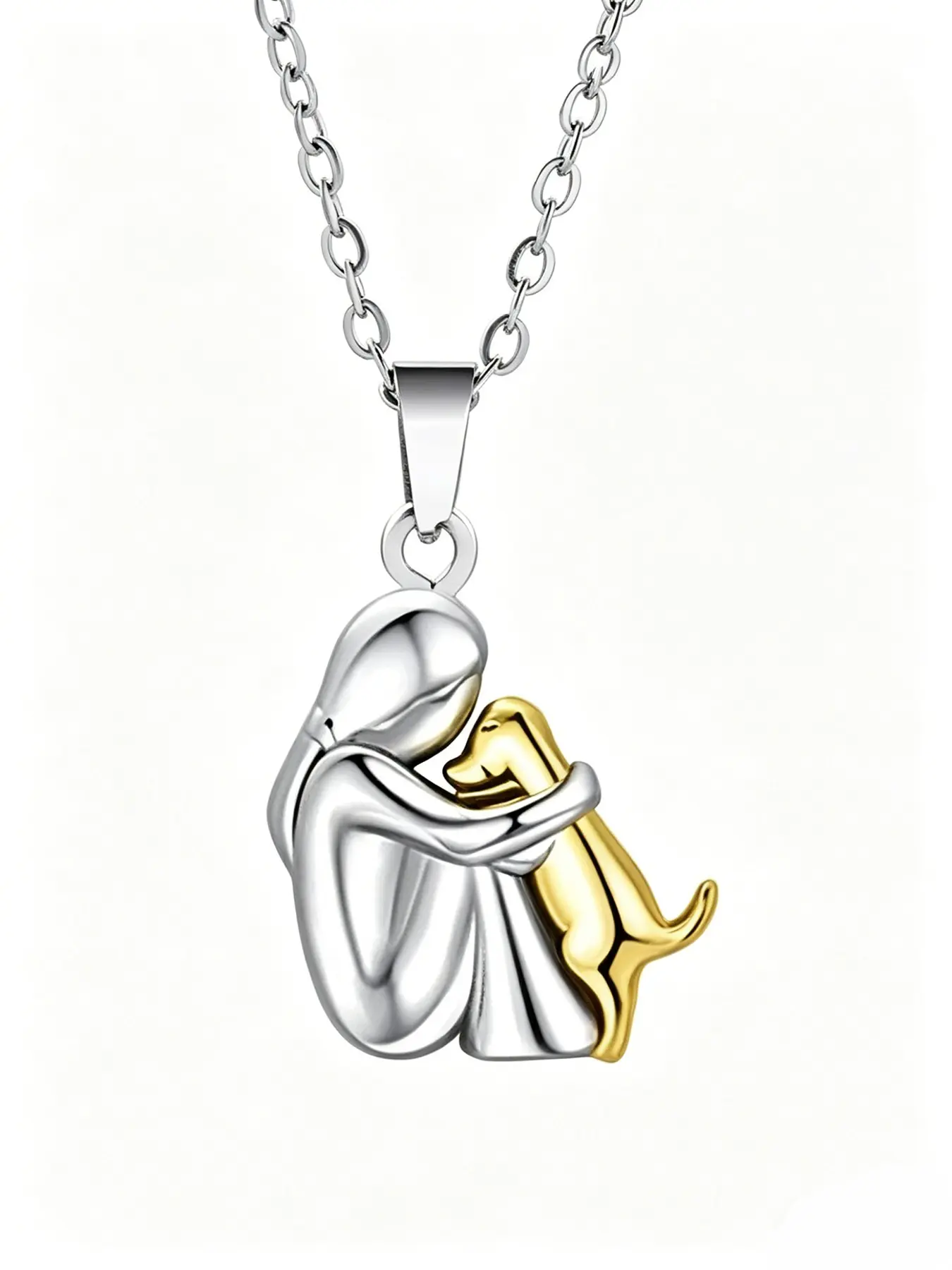 Fashion Women and Dog Necklace Cute Little Girl Puppy Pendants, Animal Pendant Charm Necklaces, Animal Pet Jewelry, Alloy Necklace, Birthday Gift Jewelry
