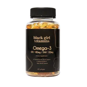 Black Girl Vitamins Omega-3 EPA 80mg DHA 120mg Cardiovascular Health Immune System Brain Support 60 Softgels
