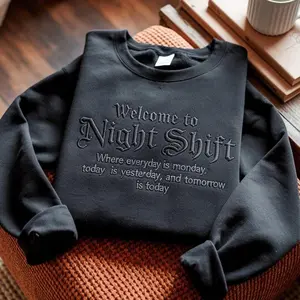 Embroidered Night Shift Nurse Sweatshirt, Trendy RN Gift