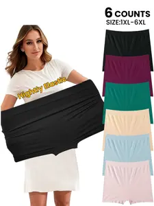 Plus Size 1XL-6XL,Women's High Waist Seamless Breathable Design Shorts,Solid Color Underwear, Super Soft&High Elastic Comfortable Panties,Girl's Lingerge Essentials,Basic Briefs for Sleep and Daily Wear,All Season Wear