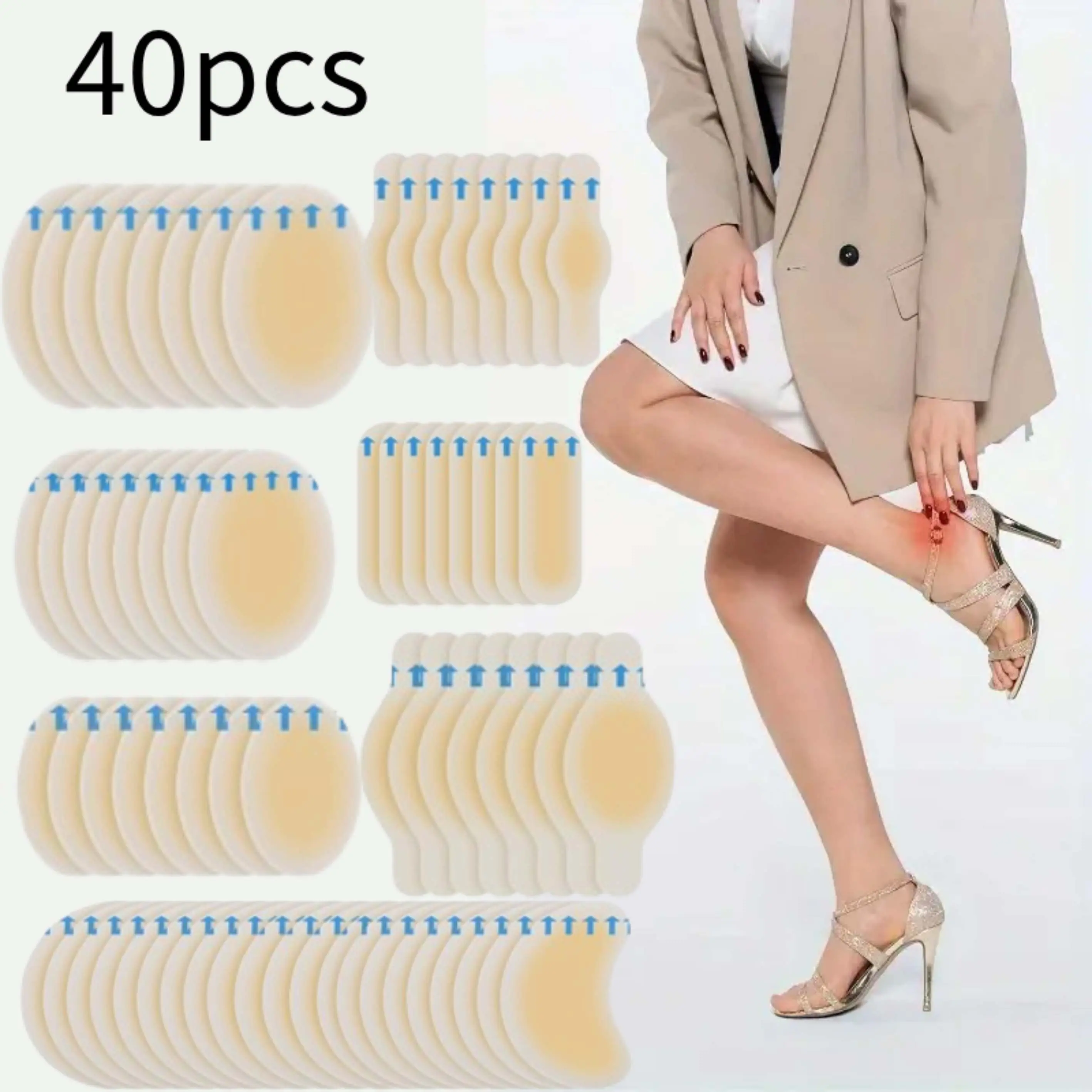 40pcs  Adhesive Sealing Bandages, 8 Different Shapes of Hydrogel Foam Covers, Suitable for Preventing and Restoring Blisters on the Feet,