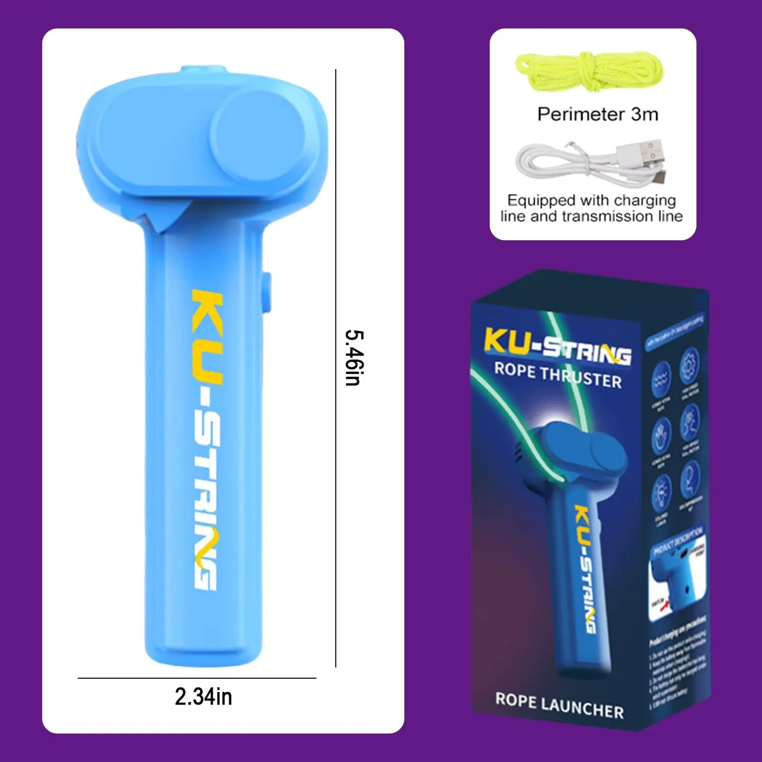 Revolutionary Blue String Rope Launcher Loop Fidget Toy-Defy Gravity and Enhance Creativity for Both Children and Adults (Light Blue)
