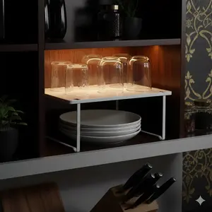 Metal Cabinet Shelf White - Brightroom: Kitchen Organizer, Shelf Riser, Iron, 15"x10"x6"