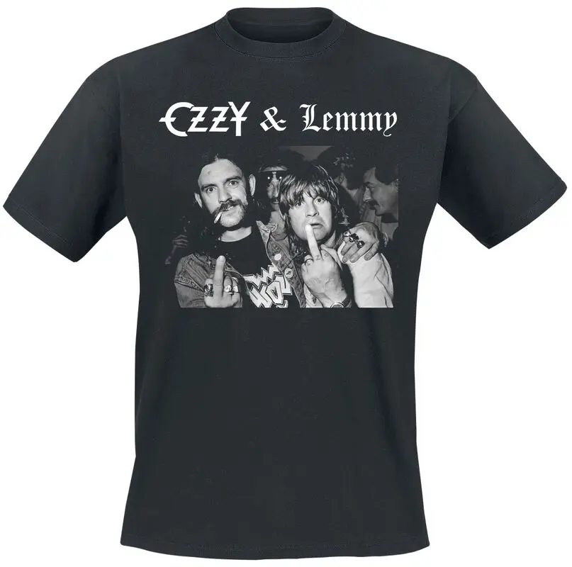 Ozzy Osbourne "Hellraiser Ozzy & Lemmy" Graphic T-Shirt – Vintage Washed Black Cotton Crew Neck Short Sleeve Unisex Heavy Metal Band Tee, Rock Streetwear Shirt for Men & Women