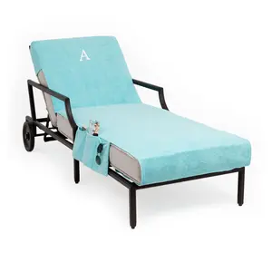 Linum Home Personalized Std Size Chaise LoungeCover w/Pockets