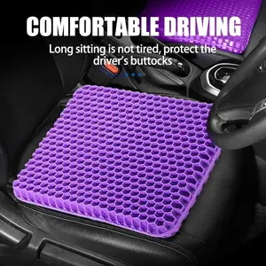 Gel Seat Cushion, Summer Breathable Honeycomb Design, Cooling Gel Cushion, Pressure Relief, Back Pain Relief, Tailbone Pain, Coccyx Support, Orthopedic Seat Pad, Non-Slip, Portable, for Office Chair, Home Desk, Wheelchair, Car Seat, Driving