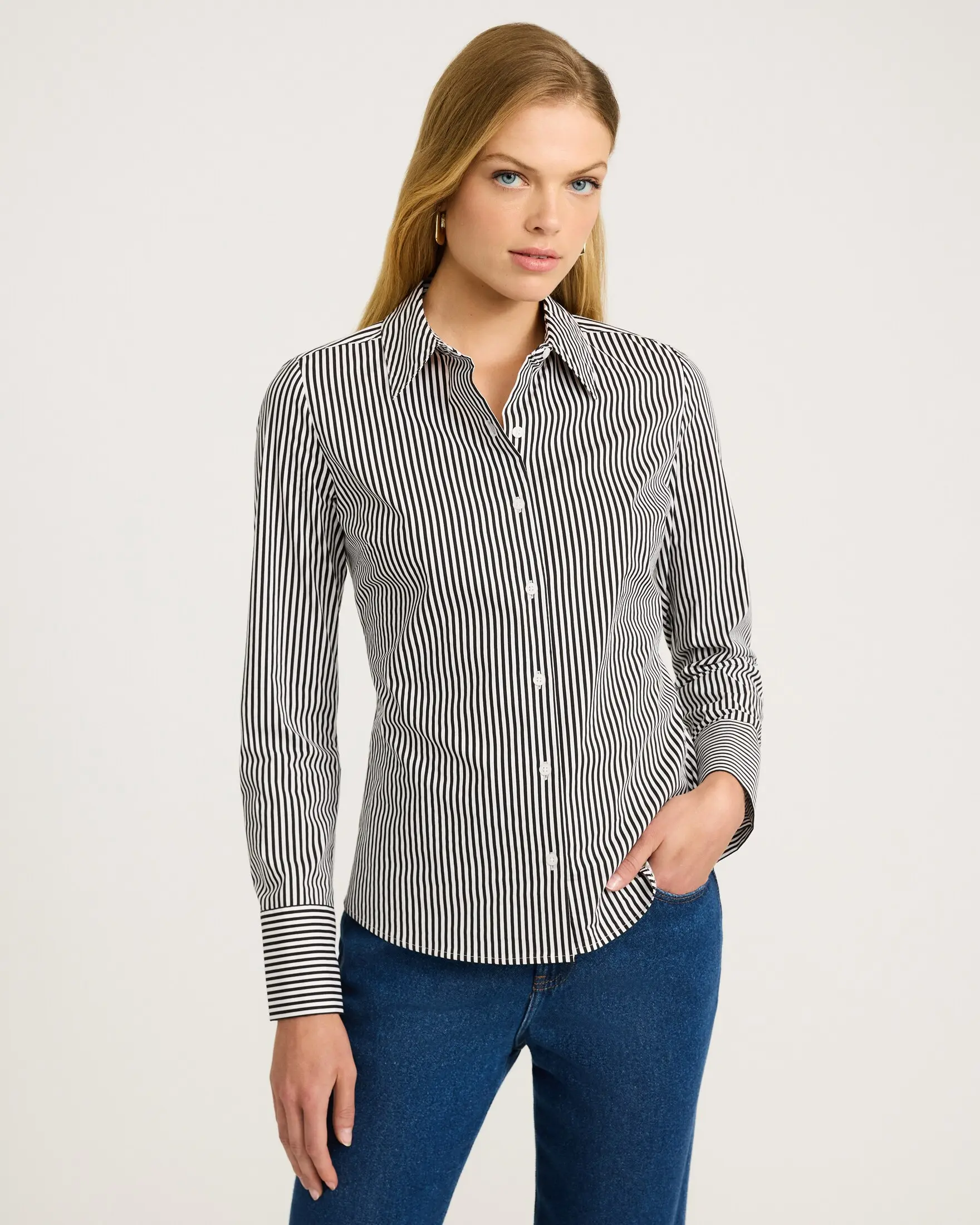 Express Stretch Cotton Poplin Striped Essential Shirt Express Stretch Cotton Poplin Striped Essential Shirt