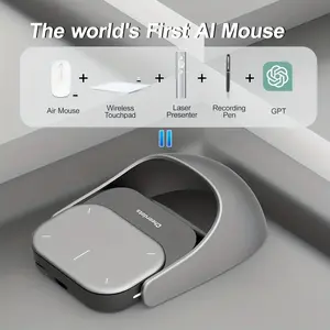 2025 Wireless AI Mouse with Voice Recording AI Summary Detachable Presenter Laser Remote Control Compatible PC Mac Laptop Black Office Productivity Mouse
