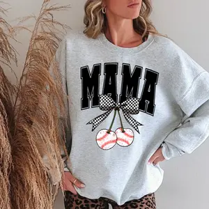 Baseball Mama Cherries Graphic Crewneck Sweatshirt, cowgirl outfits, western clothing, western tops outfits women, country concert outfits clothing, rodeo outfits women shirt sweatshirt hoodie