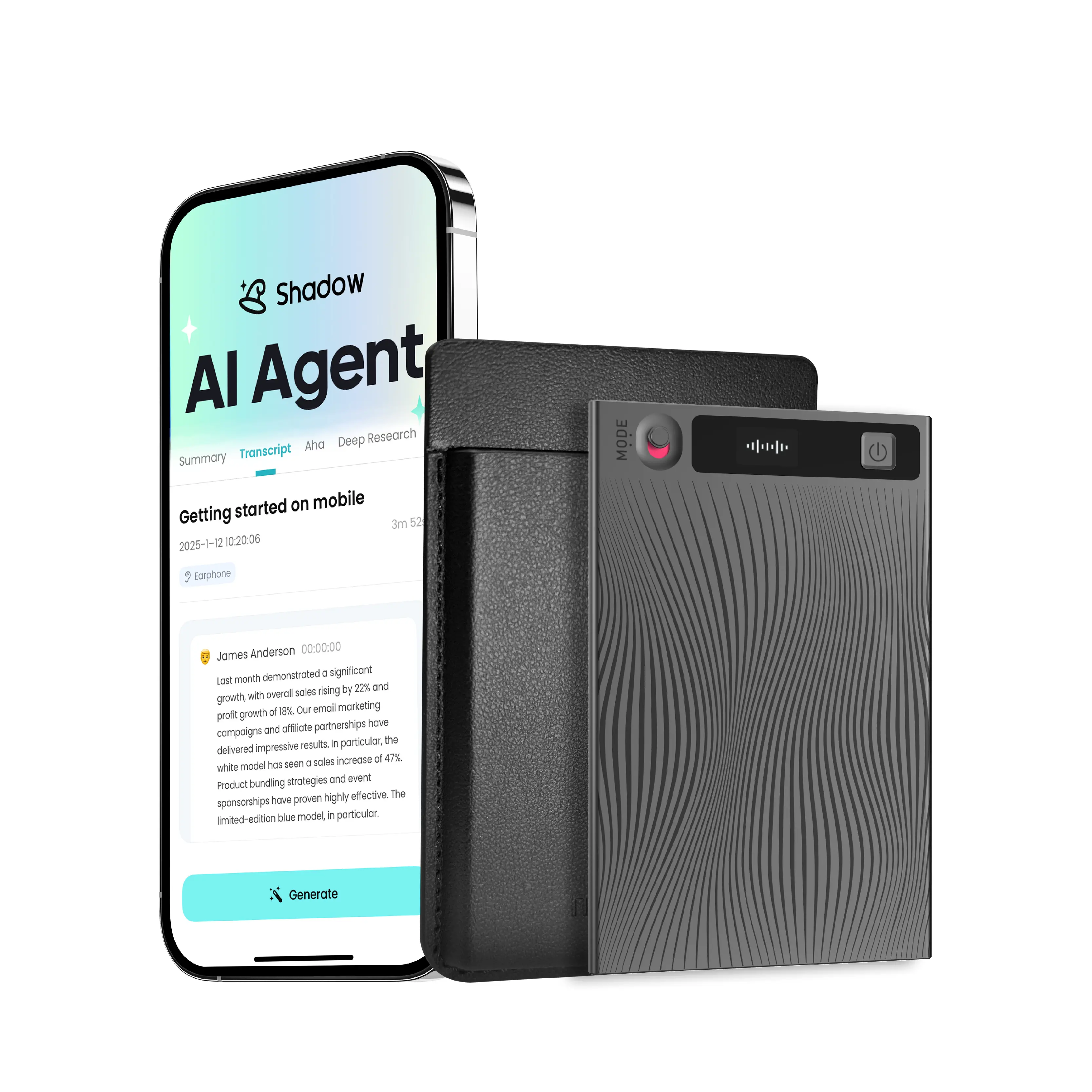 Mobvoi TicNote Agentic AI Notetaker Translator Voice Recorder 64GB Memory Note Recorder 120+ languages with Speaker ID Real-time Transcription and Translation AI Podcast Deep Research Content Creation for Phone Call Lectures Meetings Interviews tiktokshop
