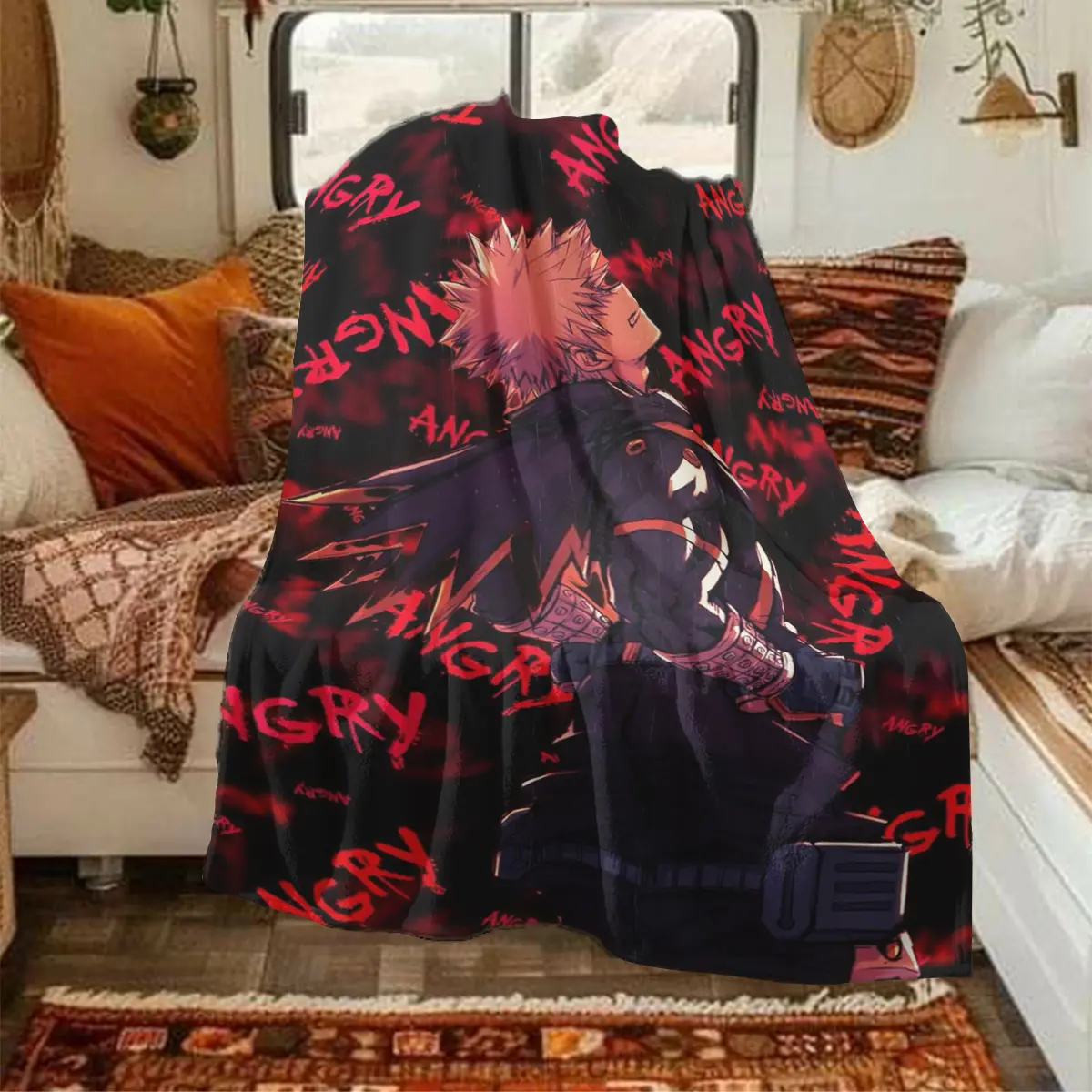 Bakugo Kyo Anime Blanket, Soft Plush Throw for Cosplay Fans, Perfect Gift for Otaku & Manga Lovers, Cozy Home Accessory
