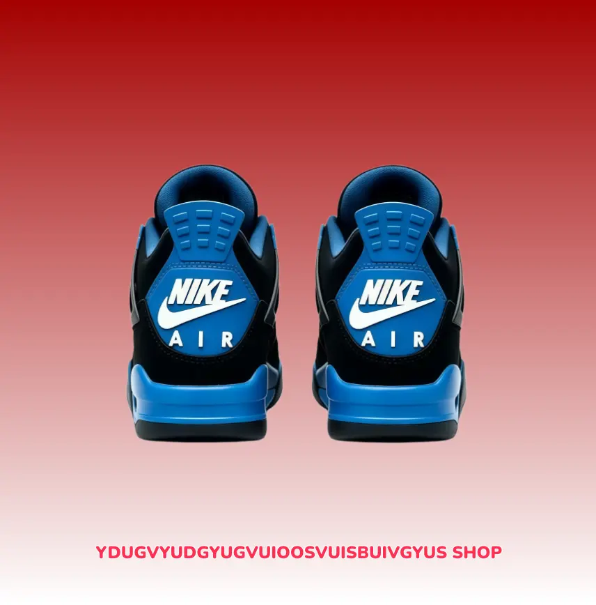 perforated grid overlay basketball kicks, fine frosted black vivid royal blue high-top, vibration absorbing midsole & scratch resistant bottom, with new shoe box, street matching low intensity workout daily casual outfits