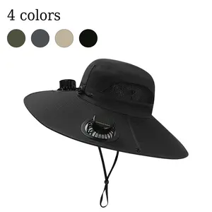New Solar-Powered Outdoor Cooling Fan Hat – with 2 Solar Fans, USB Rechargeable Wide-Brim Sun Hat, Bucket Hat, Perfect for Fishing, Hiking, Camping, and Outdoor Activities adjustable summer protection uv