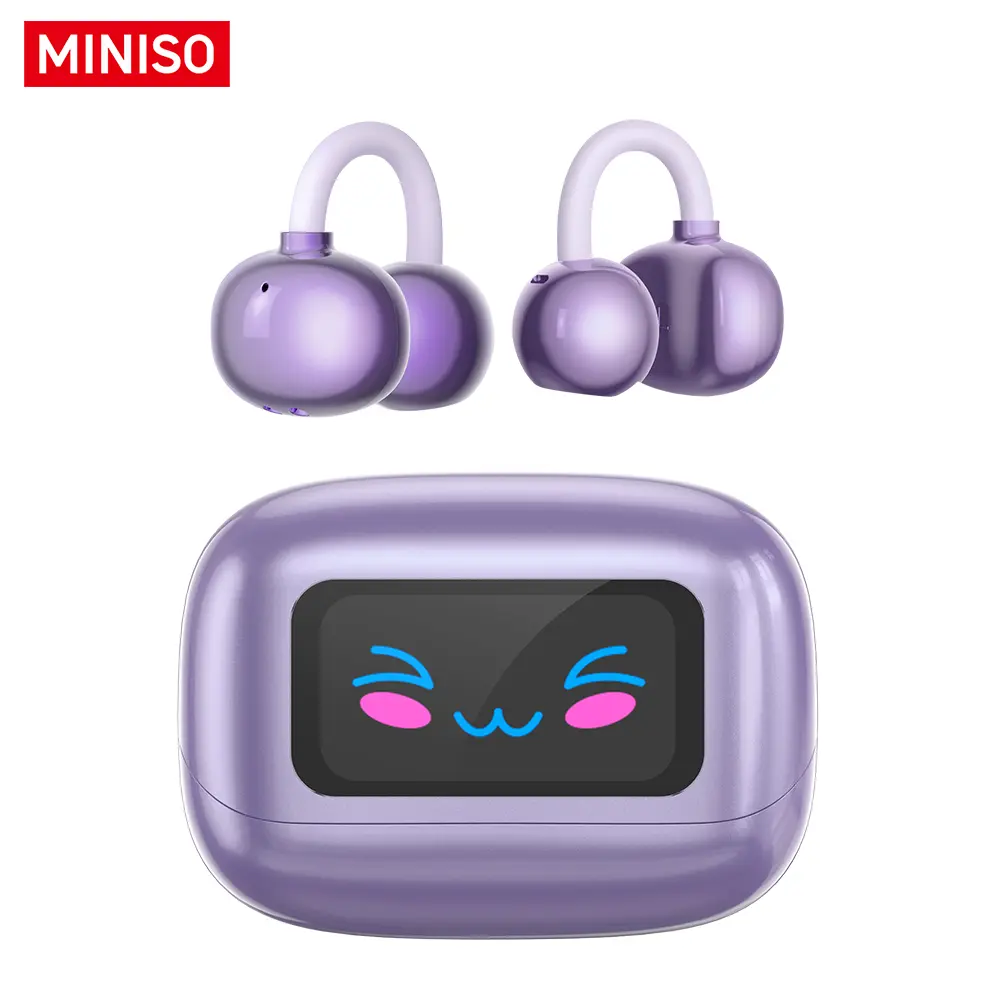 MINISO MS199 Clip On Earbuds - Full Color Touch Screen Wireless Headset Audio, Built-in Microphone, App-Free Controls, Waterproof Headphones for Sports & Phone Calls